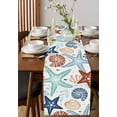 thumbnail image 3 of Table Runner Dresser Scarf 13 x 120 Inch Summer Ocean Navy Blue and Red Coral Starfish Seashells Table Runners Non-Slip Heat Kitchen Dining Table Decor for Indoor Outdoor Home Party Decoration, 3 of 7