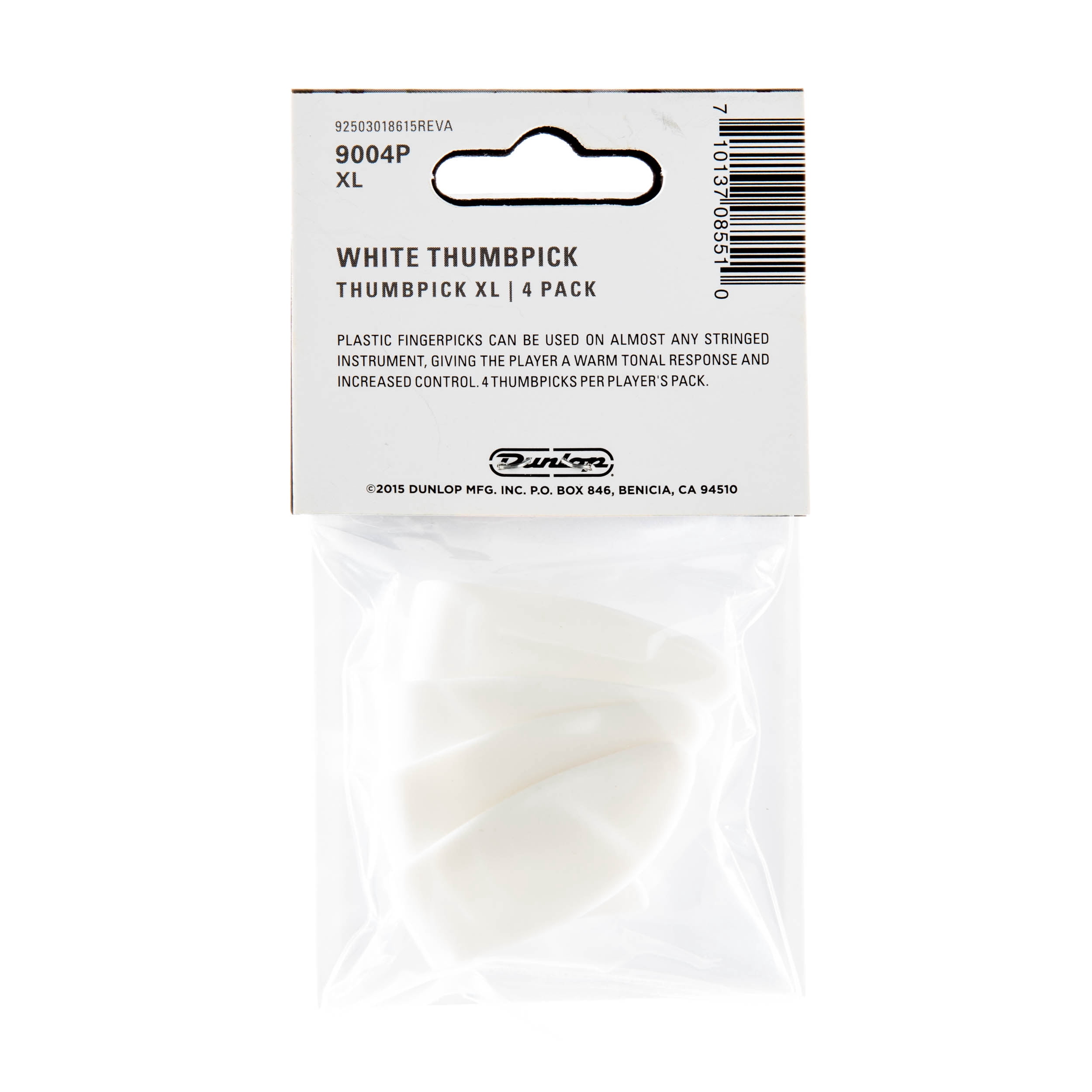 Dunlop Thumb Picks  8 Pack  White  Extra Large  (9004P) Guitar banjo