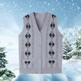 thumbnail image 2 of HAiming Sweater Vest for Men Fleece Lined Button down V Neck Sleeveless Graphic Cardigan Loose Knitted Tops, 2 of 4