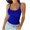 Blue, variant on Women's Solid U-Neck Ribbed Tank Tops Slim Fitted Casual Sleeveless Blouses Spring Summer Beach Vacation Party Night Out Comfy Stretchy Camisoles, Red M