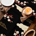 thumbnail image 3 of Japanese Style Table Runner 72 Inches, Modern Cranes Cherry Flower Wave Red Brown Bed Runner Dresser Scarves Tabletop for Indoor Outdoor Parties/Ceremony/Banquet, 16" x 72", 3 of 8