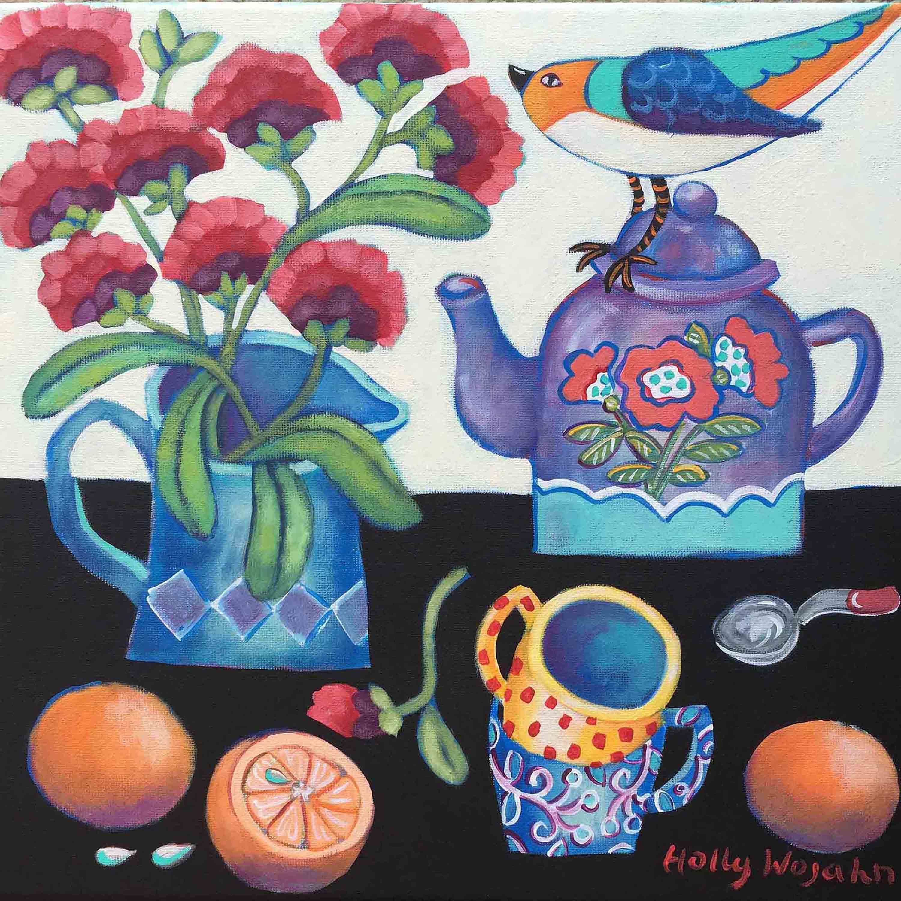 Marmont Hill "Tweet Tea" Painting Print on Canvas