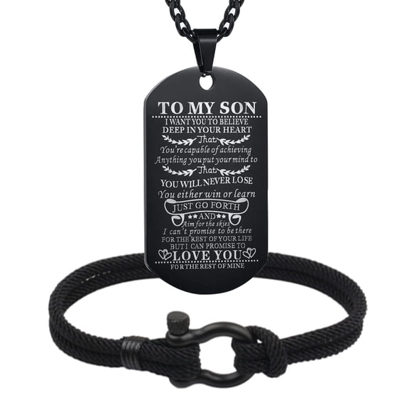 Set de Joyería Butishop para Hijo: Pulsera y Collar con Placa de Identificación