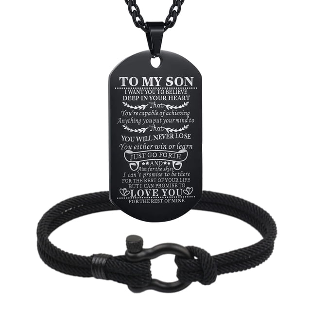 Set de Joyería Butishop para Hijo: Pulsera y Collar con Placa de Identificación
