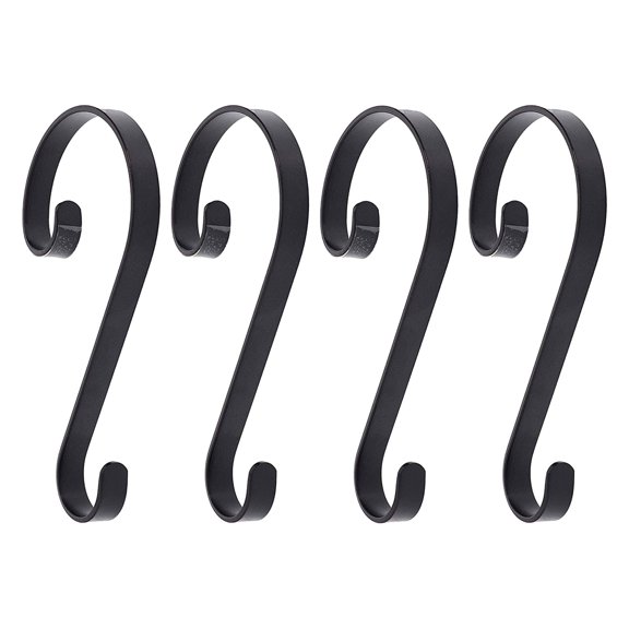 Haute Decor Stocking Scrolls Holiday Stocking Hanger, Black (4 Pack)