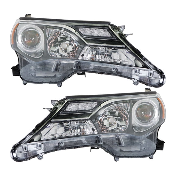 Black Driver & Passenger Side Front Lamps Left & Right Headlight Assembly Replacement for 2013 2014 2015 RAV4