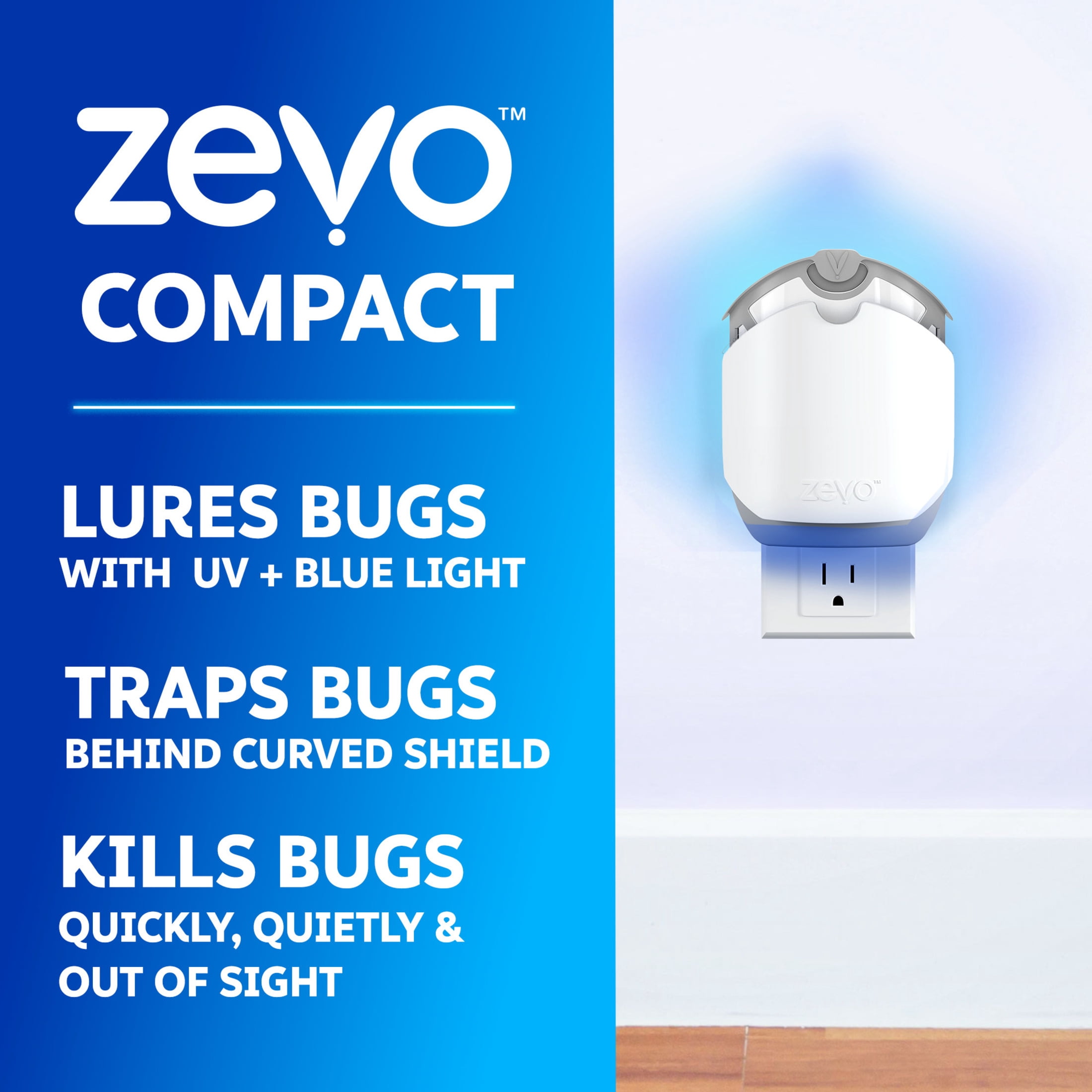 (4 pack) Zevo Compact Flying Insect Trap - 1 Plug In Device & 1 Cartridge