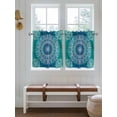 thumbnail image 7 of Half Window Curtains 24 Inches Long, Teal Blue Boho Window Treatment Curtain Drapes, Retro White Rustic Flower Ethnic Pattern Short Curtains Tiers for Kitchen Over Sink, 27.5"x24", 2 Panels, 7 of 7