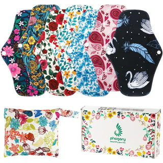 5Pack Charcoal Bamboo Cloth Menstrual Pads,Reusable Sanitary Pads,Washable  Panty Liner Heavy Flow Overnight Sanitary Pads