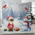 thumbnail image 4 of Hello Winter Siamese Football Snowman Welcome Snowy Morning Quilt Blanket Cat Lover Kitten Owner Gifts Cozy Comforter Throw Blanket - 01012, 4 of 5