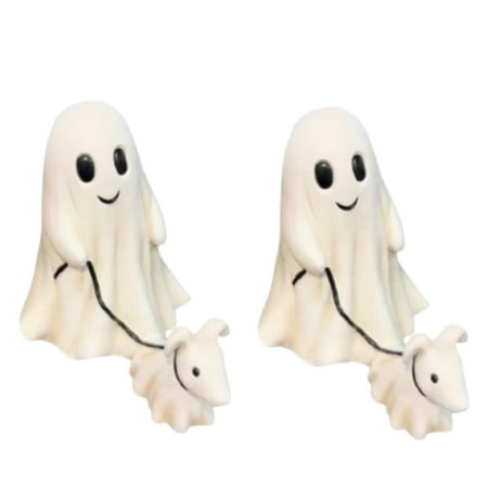 

Clearance dog walking Ziwoki 2 Pack Cute Ghost Statue Halloween Ghost Walking Dog Statue Halloween Creative Dog Walking Ornament Ghost Walking His Ghost Dog