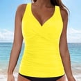 thumbnail image 2 of XIAONU Women's Cross-Back Ruched Tankini V-Neck Summer Sea Swim Top, 2 of 5