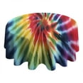 thumbnail image 4 of Colorful Tie Dye Pattern Round Tablecloth 60"x60",Wrinkle Wipeable Table Cloth for Kitchen Dining Room Picnic Patio Party, 4 of 6