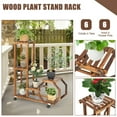 thumbnail image 3 of Patiojoy 6 Tier 6 Potted Plant Stand Rack 100% Pine Wood Flower Pot Holder Shelf Multi-Layer Flower Stand with Wheels, 3 of 9