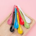 GEWUSH Porcelain Spoons Colorful Kitchen Bone Ceramic Long Handle Spoon Tea Coffee Sugar Dessert