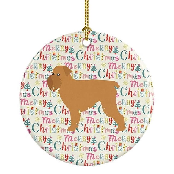 Brussels Griffon Merry Christmas Ceramic Ornament 2.8 in x 2.8 in