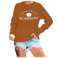 thumbnail image 1 of VBARHMQRT Chandail à Capuche Étoile pour Femmes Automne et Hiver Citrouille à la Mode et Confortable Décontracté Imprimé Col Rond Ample à Manches Longues, 1 of 4