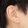 thumbnail image 4 of 14K REAL Solid Gold Marquise Cubic Zirconia Flower Round Ball Chain Earrings, CZ Upper Earlobe Cartilage Helix Tragus Ear Post Stud Earrings MJE52498-CZW White Gold, 4 of 7