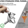 thumbnail image 5 of USIONE 6 Pack Stainless Steel Mini Kitchen Funnels - Food-Grade, High Heat Resistant & Durable Metal Funnels for Liquid, Dry Ingredients, Cosmetics, Spices, Powder, 5 of 10