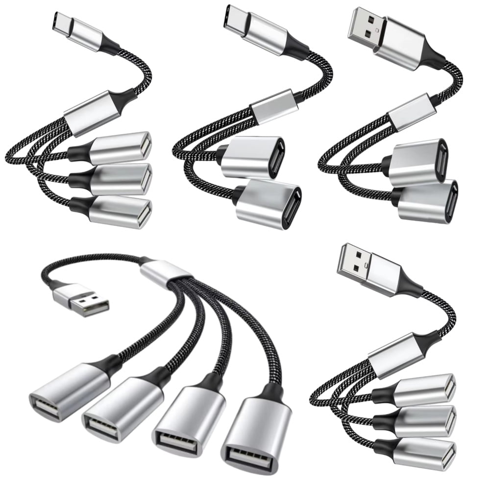 1/2PCS RYRA USB To 3 USB 2.0 HUB Dual 4Port Multi Splitter Adapter OTG For PC Laptop Surface Accessories USB A Extension Power