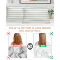 thumbnail image 3 of Turquoise Striped Pillow Cases Queen Size Set of 2, Smooth Satin Pillowcase for Hair and Skin, Farmhouse Pinstripes Geometric Color Decorative Cooling Bed Pillow Covers with Zipper, 20x30 Inches, 3 of 5