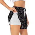 thumbnail image 3 of Lsque Cool Skull Love Printed Women's Running Shorts with Liner Pockets,Elastic Quick Dry Workout Athletic Gym Yoga Shorts,Womens High Waist Shorts-XX-Large, 3 of 9