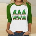 thumbnail image 2 of Saint Patricks Day Shirt Women Four Leaf Clover T-Shirts 3/4 Sleeve Crew Neck Raglan Baseball Tee Shirts Holiday Going Out Tops, 2 of 5