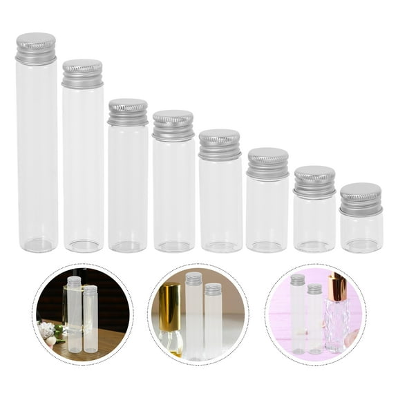 Raindrops  16 Pcs Glass Bottle with Aluminum Cap Pill Container Transparent