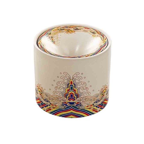 Cenicero alto de cerámica con forma de embudo y estampado, ideal for uso doméstico en salas de estar y escritorios de oficina redondos con tapa.
