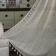 thumbnail image 3 of Nvzi Cortina de algodón con encaje de crochet para ventana, estilo rústico, con borlas y bolsillo para barra, semitransparente, para dormitorio y sala de estar, 1 pieza (beige, 59 x 63 pulgadas), 3 of 5