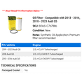 thumbnail image 2 of Oil Filter - Compatible with 2013 - 2016, 2018 - 2023 Audi Q5 2014 2015 2019 2020 2021 2022, 2 of 2