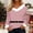 Pink, variant on Pxiakgy Christmas Tops for Women Fluffy Furry V Neck Cute Shirts Long Sleeve Tunic Dressy Fall Winter Loose Fit Pullover Tee Christmas Solid Color Plush Collar Plush Cuffs T Shirt Green L