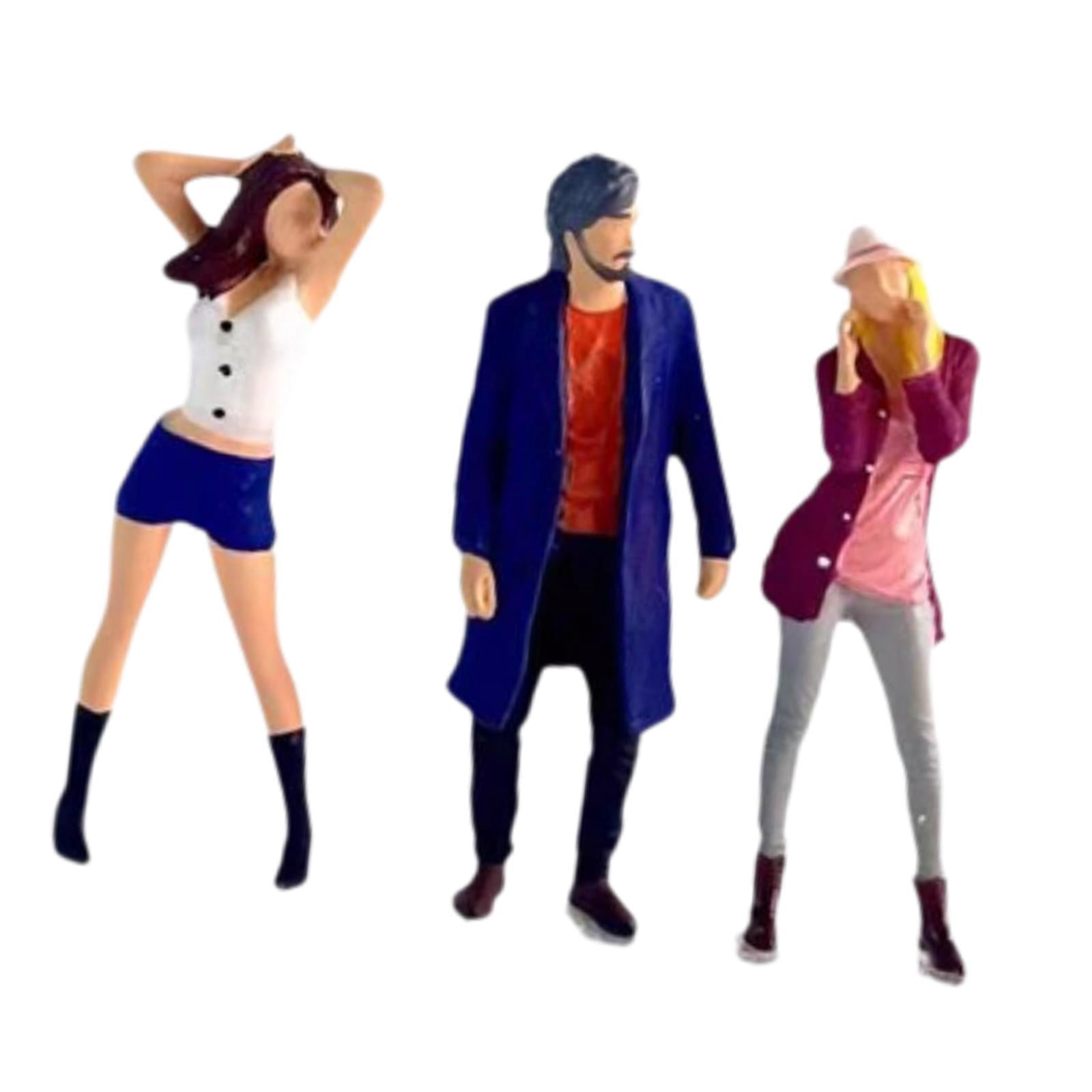 Rushawy 3 Pieces 1/64 People Figures Crafts for Micro Landscapes Diorama Photo Props White Blue