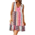 thumbnail image 2 of IROINNID V-Neck Shift Dress For Women Summer Fashion Sleeveless Print Ruffles Casual Dress Comfort Waist Dress, 2 of 8