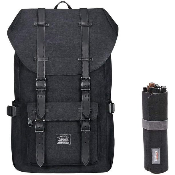KAUKKO Mochila Escolar de Viaje para Universidad flexible con portátil para 15",22L(Lino/Azul) KAUKKO EP5-2-black(1044-2)