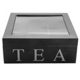 thumbnail image 4 of Wooden 9 Grids Tea Box Tea Bags Container Storage Box Square Gift Box Case Transparent Top Lid, 4 of 5