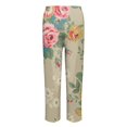 thumbnail image 5 of Casual Pants for Women Autumn Fragrant Linen Vintage Floral Print Pants Perfect for Spring Comfortable Straight Trousers Pants, 5 of 5