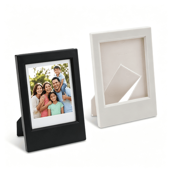 XIBUFE 2 Pcs 2X3 Picture Frame, Mini Photo Frames for Desk Display with Stand, Small Wallet Size Picture Frame Compatible with Mini Photos (White, Black)