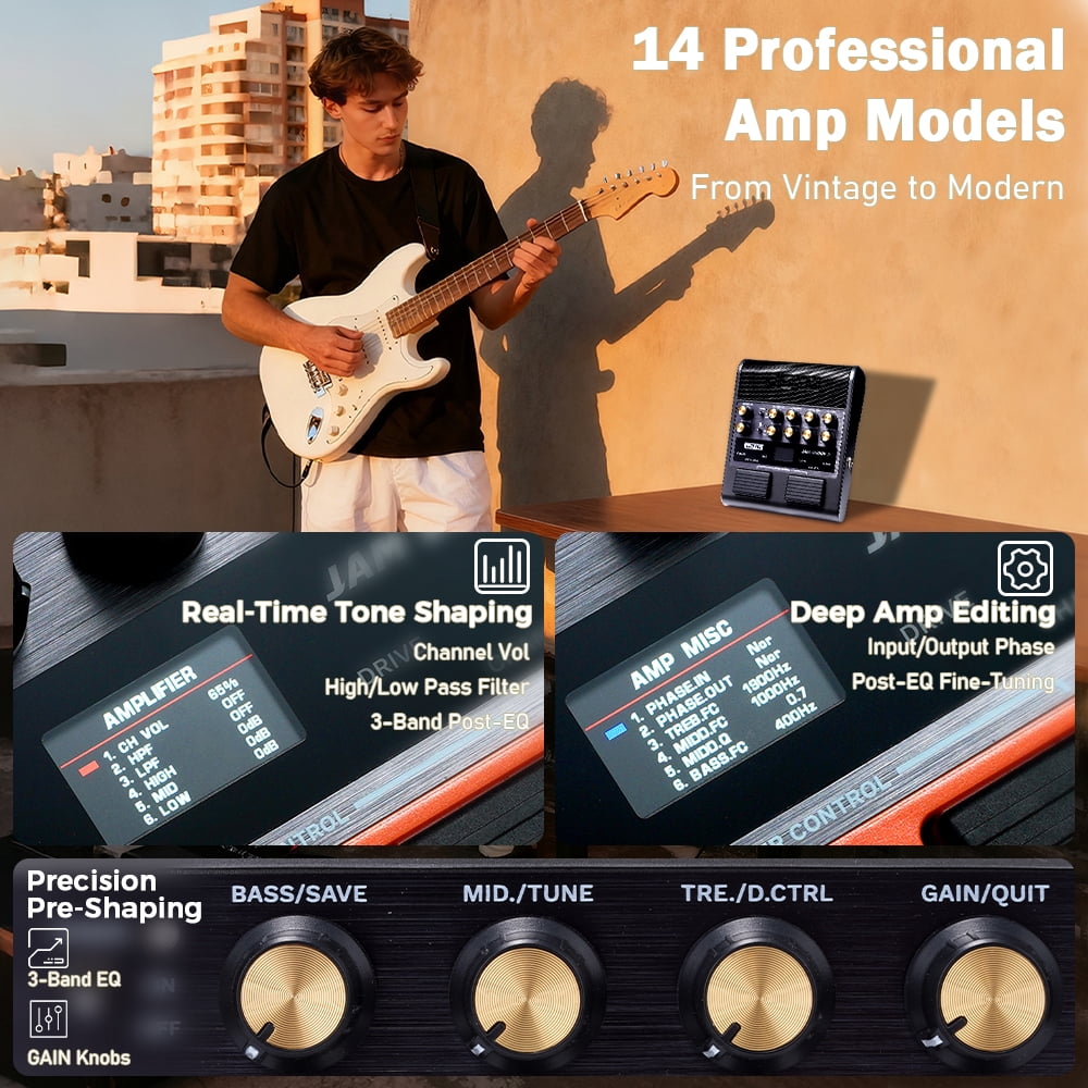 JOYO JAM BUDDY II 10W Portable Electric Guitar Combo Amplifier, Multi-Effects with Footswitch, OTG Recording & Bluetooth ABS & Aluminum Alloy for Guitar Practice