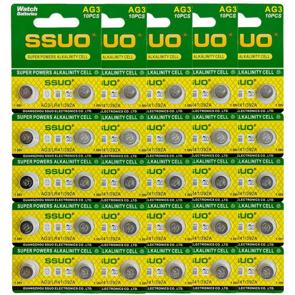 SSUO LR41 Battery AG3 392A Alkaline 1.5V Thermometer Battery (50