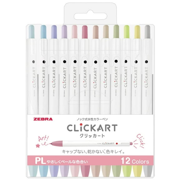 Bolígrafo Zebra Pen WYSS22-12CPL Clickart a base de agua, 12 colores