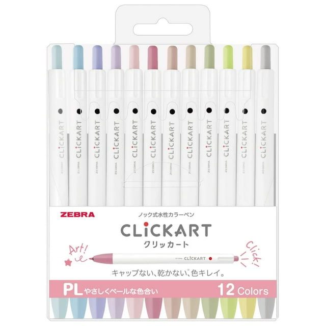 Bolígrafo Zebra Pen WYSS22-12CPL Clickart a base de agua, 12 colores