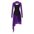 thumbnail image 3 of Alvivi Womens Lyrical Dance Asymmetrical Dress Modern Contemporary Latin Dance Costume Purple L, 3 of 7