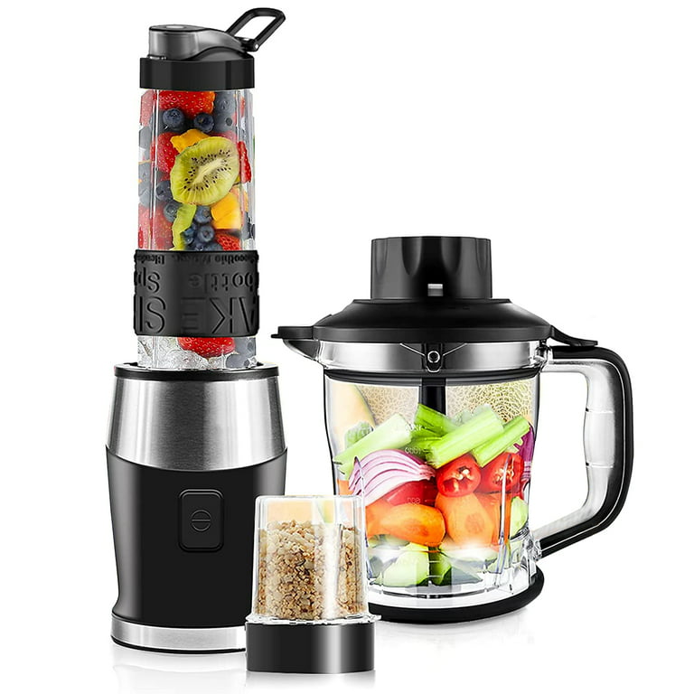 Personal Blender for Smoothies, Shakes, 3 In 1 Food Processor  Multi-Function Kitchen Mixer System, 700W High-Speed Blender, Chopper,  Grinder with Portable 570ml BPA-Free Travel Bottle 