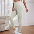 thumbnail image 3 of Elainilye Fashion Gym Leggings for Women Casual Running Yoga Pants Stretch Workout Leggings Solid Long Pants,White, 3 of 5