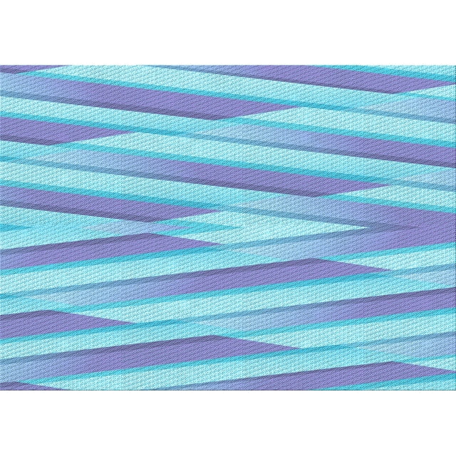 Ahgly Company Tapis Rectangulaire Lavable en Machine Intérieur Transitionnel Bleu, 2 Pieds x 5 Pieds