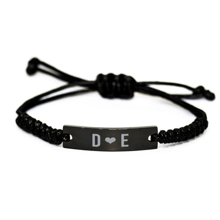 D Heart E Bracelet D and E Initial Letters for Men Couple Personalized Name Monogram Anniversary Christmas Wife Husband