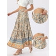thumbnail image 2 of DARING DIVA Women's Floral Ruffle A Line Tiered Maxi Skirts Medium Beige, 2 of 6
