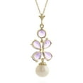thumbnail image 3 of Galaxy Gold GG 14K Yellow Gold Amethyst and Pearl Pendant Necklace - February Birthstone - Peace & Wisdom - 16" to 24" - Fine Jewelry for Women, 3 of 6