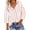 Pink, variant on Cmfcve Cotton Linen Stripe Shirts for Women 3/4 Length Sleeve Lapel Front Button Down Gauze Blouse Versatile Crinkle Loose Casual Work Shirts